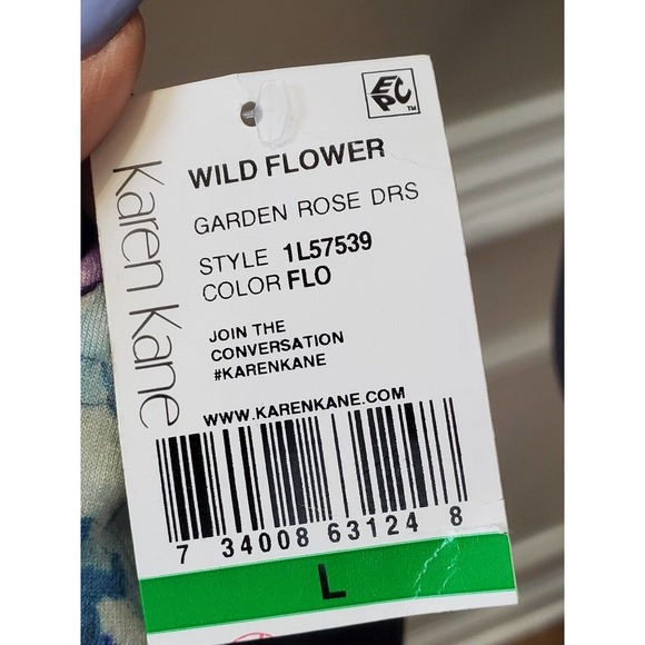 Karen Kane Wild Flower Garden Rose Cold Shoulder Viscose Knee Length Dress Large - Picture 12 of 14